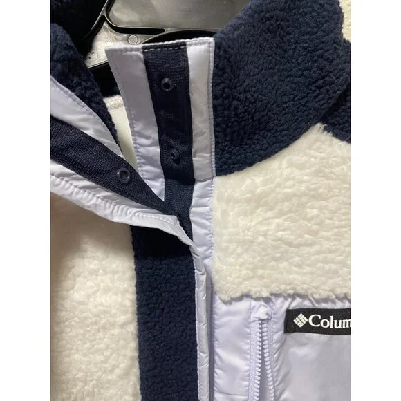 Columbia NWT Women's Long Sleeve Cropped Fleece Pullover, XL, Navy/White - Picture 10 of 16